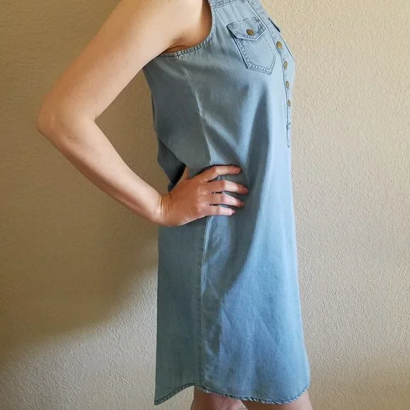 New York & Company Denim Dress Womens Small Sleeveless Blue Jean Light Washed - Picture 6 of 9